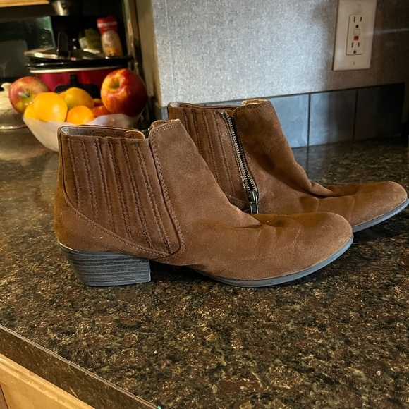 Esprit Chestnut Suede Ankle Booties - Picture 1 of 8